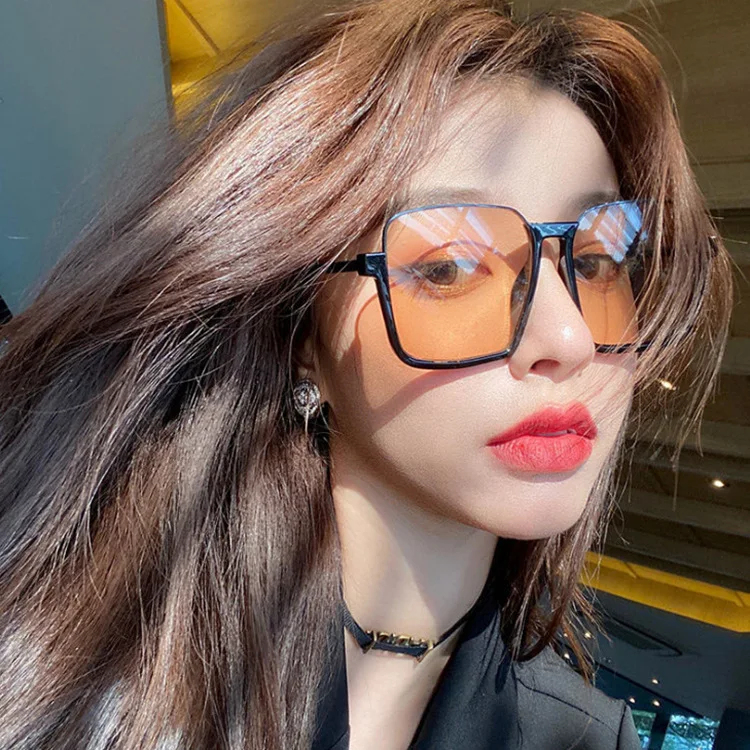 

New Design Retro Big Half Frame Sun Glasses Women Square Oversized Flat Top Sunglasses
