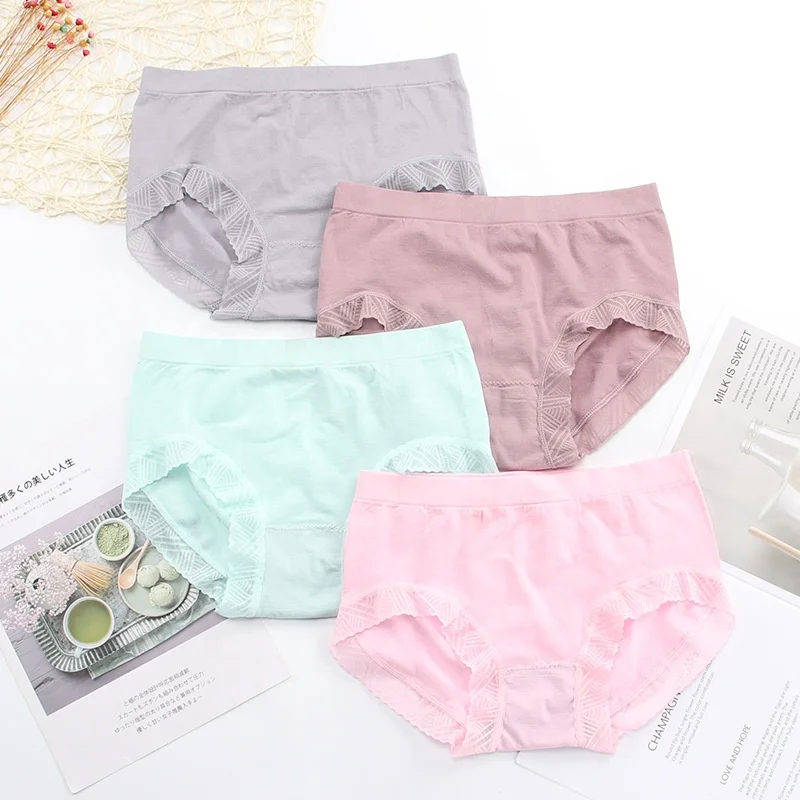

New comfortable breathable graphene bottom crotch panties seamless lace mid-waist women's underware panties