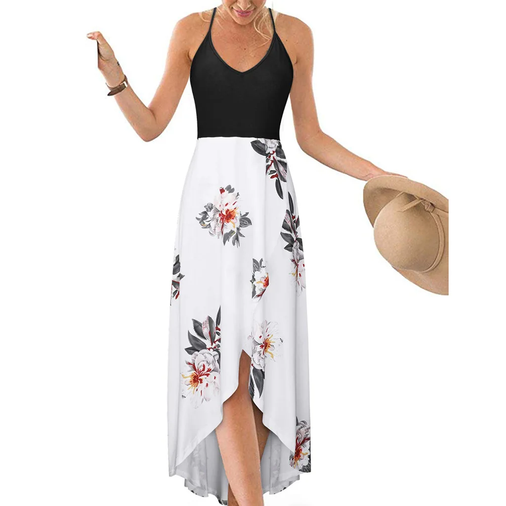

2020 New Arrival High Quality Women sexy v neck sleeveless spaghetti straps summer ladies casual dresses