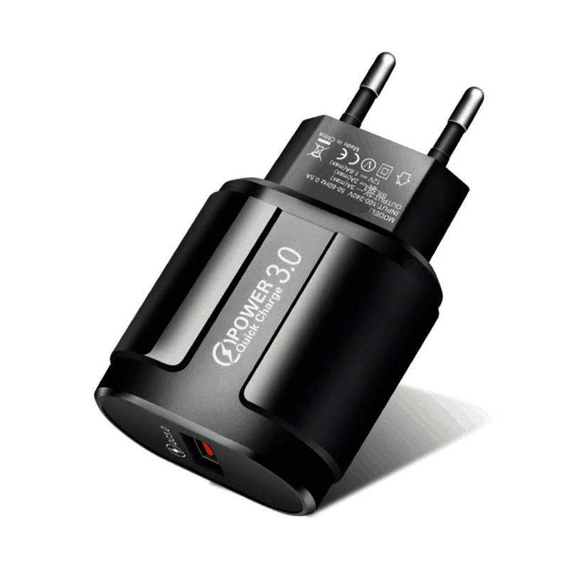 

Best Selling Products 2020 3A QC3.0 EU/US Plug Home Travel Office Wall Charger Adapter, Black, white