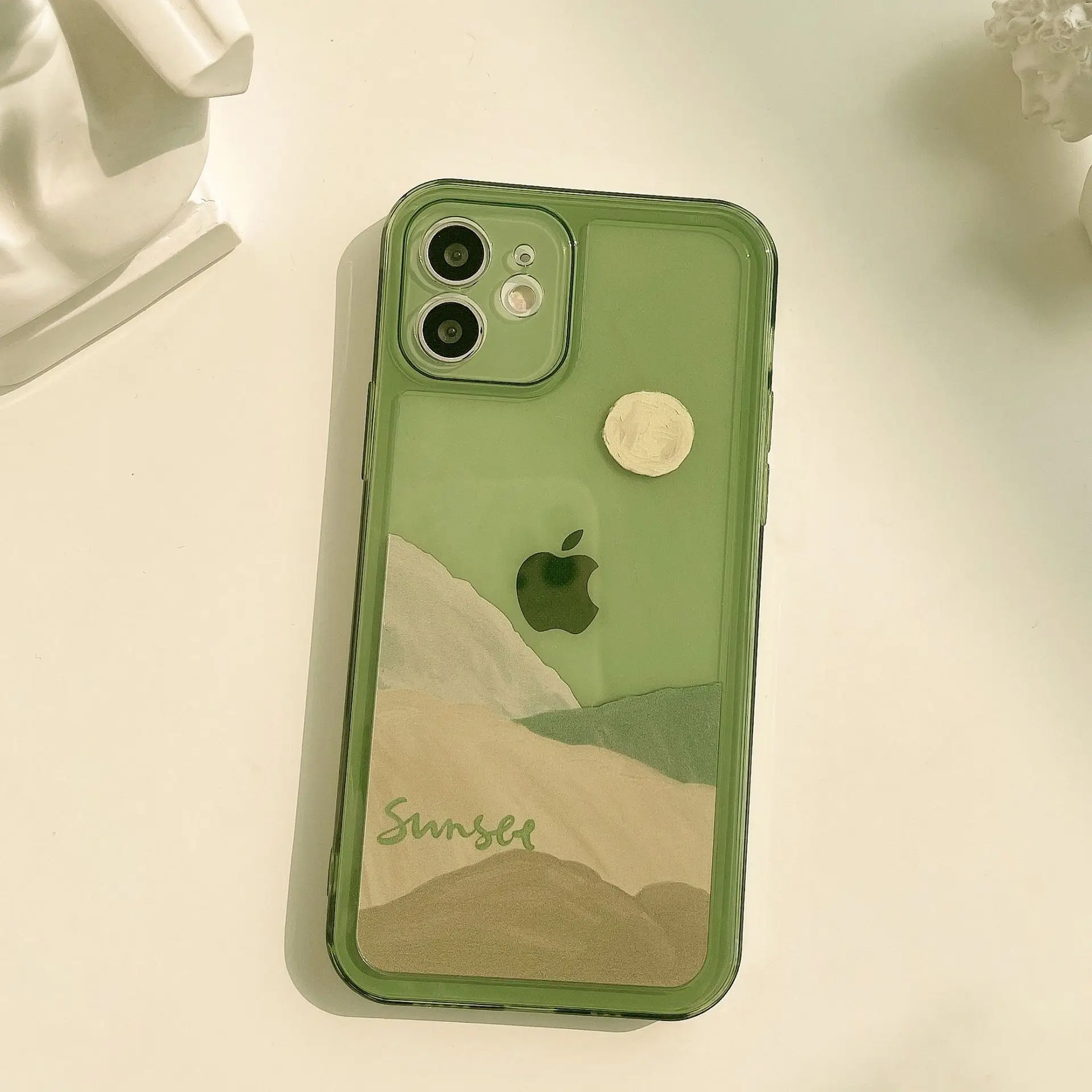 

Creative retro mobile phone case suitable for Apple iphone 13 12pro max transparent green all-inclusive protective cover