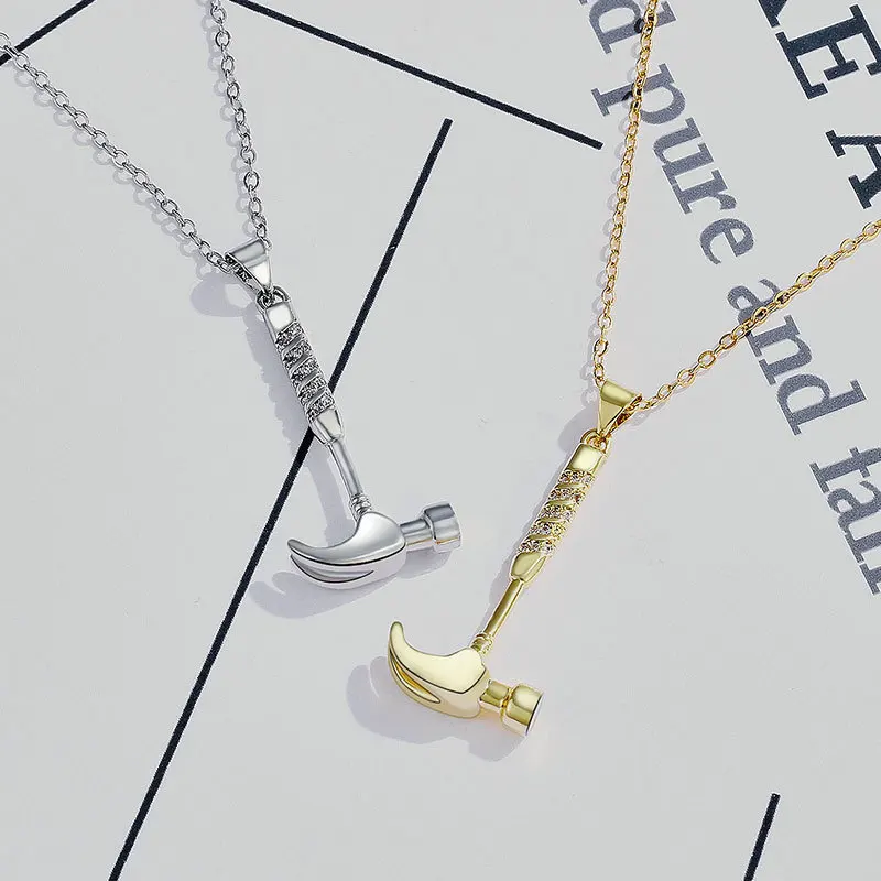 

RFJEWEL 2021 NEW Arrival Fashion copper hammer necklaces for 18K PVD gold color Hot sale necklaces Jewelry