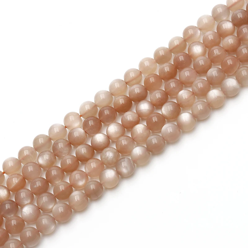 

High Quality Grade Orange Moonstone Round Beads, Natural Rainbow Moonsntone Bead, 100% natural color