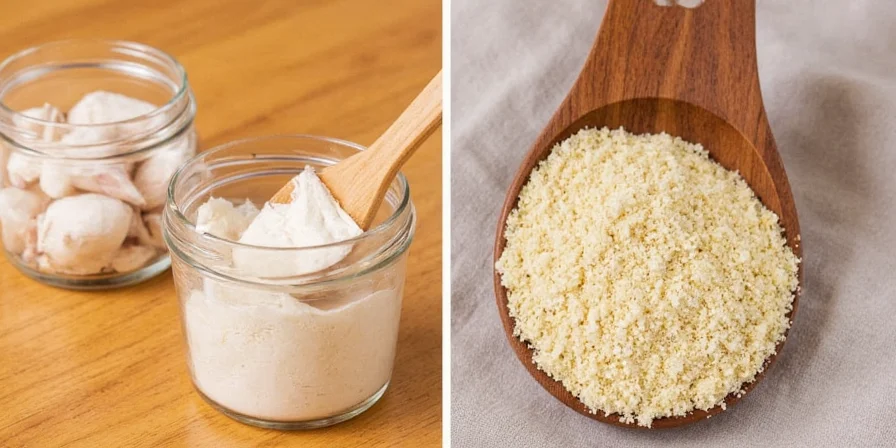Garlic powder on a modern spice rack