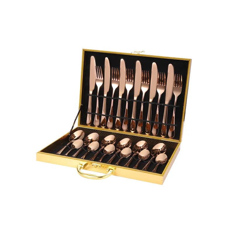 

Luxury 24PCS Cutlery Sets Stainless Steel 410 Silverware 36PCS Flatware With Gift Box, Sliver/gold/rose gold/rainbow/black