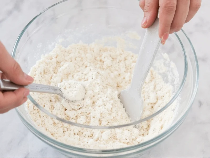 Measuring all-purpose flour and cornstarch for cake flour