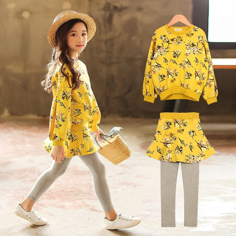 

B62847A Girls' suit dress autumn wear 2020 new Korean version of fashion clothes two-piece skirt set, As picture
