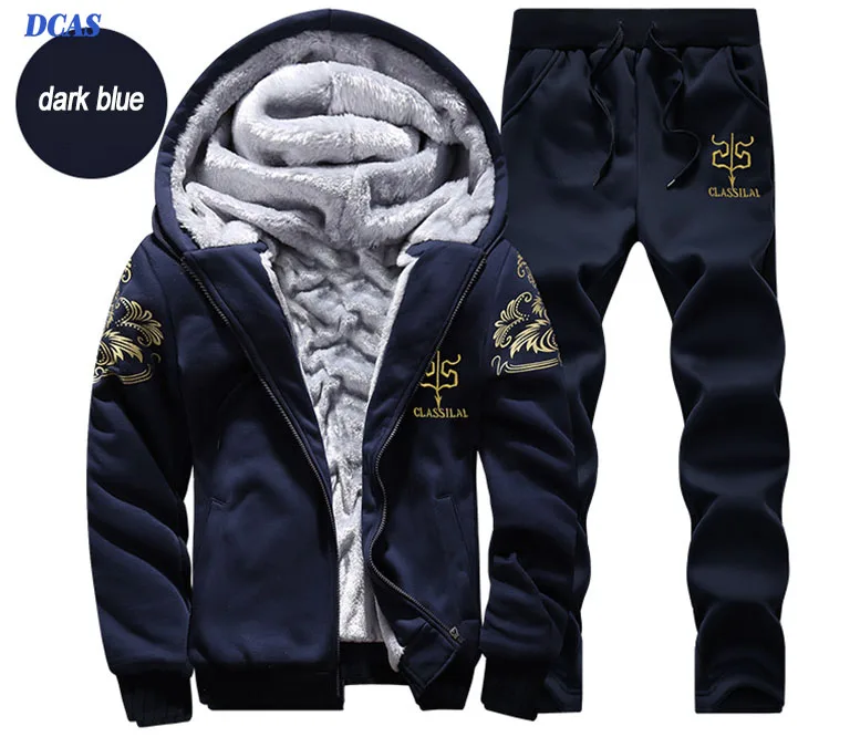 

2020 jogger suit men sportwear two piece set jogging tracksuit hoodie sweat suits winter polyester fleece hoodie sweatpants set, Black,red,dark blue,light gray