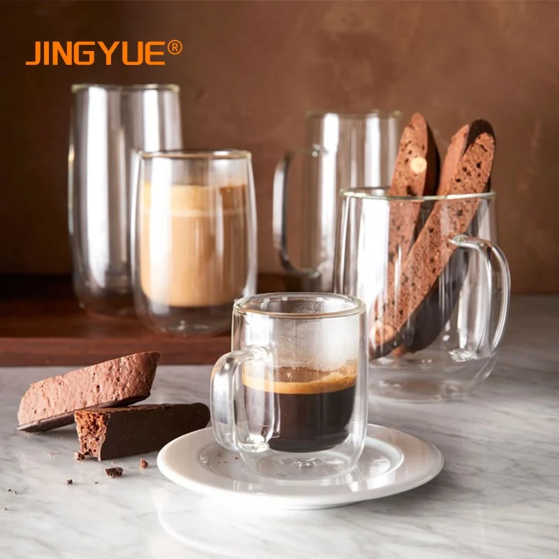 

12oz Borosilicate Glass Drinkware Insulated Water Coffee Double-Walled Glasses Short Tumblers for Latte Cappuccinos Cocktails