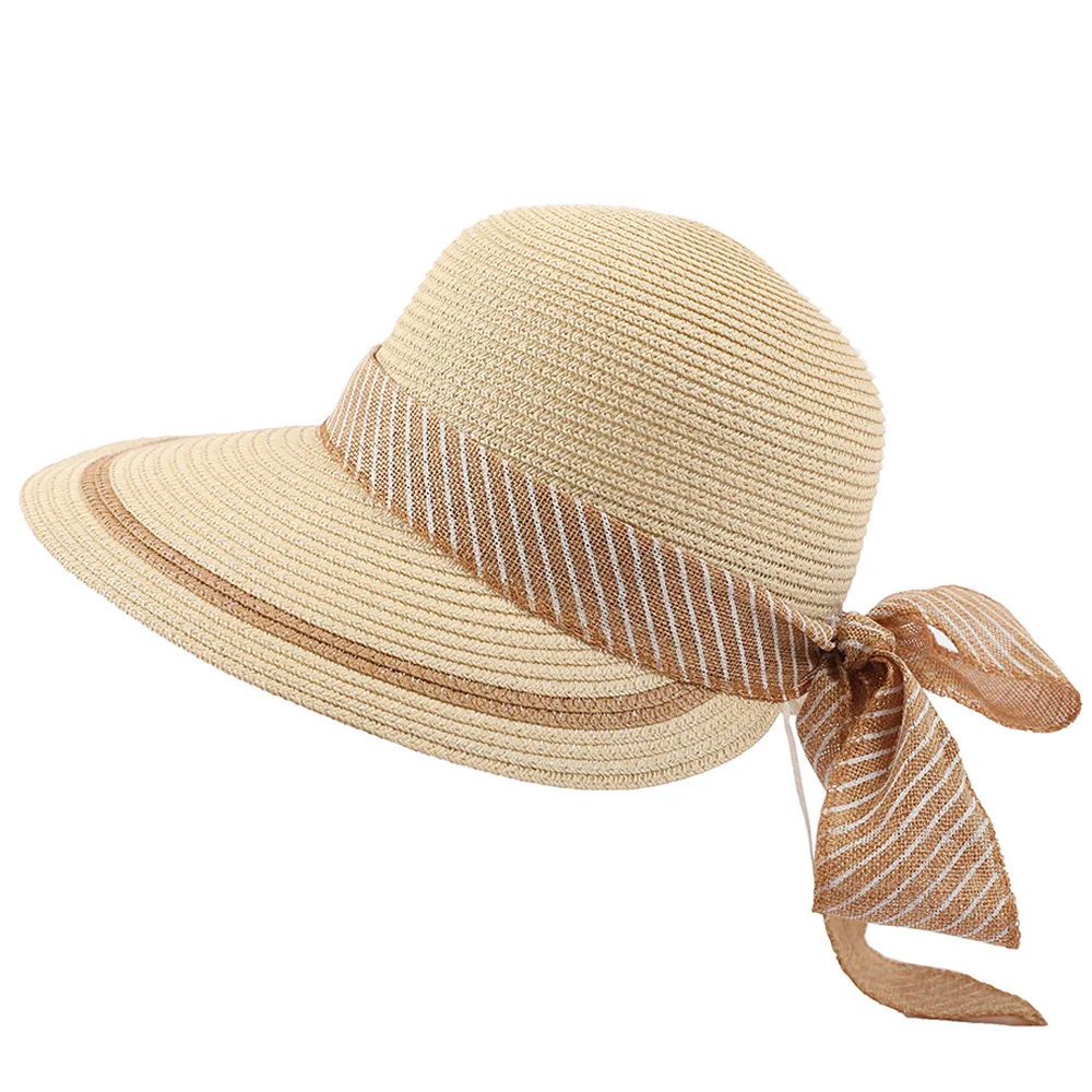 Sombrero De Paja De Playa Para Mujer,Elegante,A La Moda,Talla Única,Con Cintas,Diseño Personalizado,Novedad De - Sombrero De De Paja Para Mujer,Sombrero De Paja De Playa Para Hombre A La Moda,Sombrero