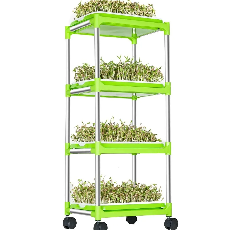 

Hydroponic Seedling Tray Rack Microgreen Planter Shelf Nursery Trays & Lids Plastic Not Coated
