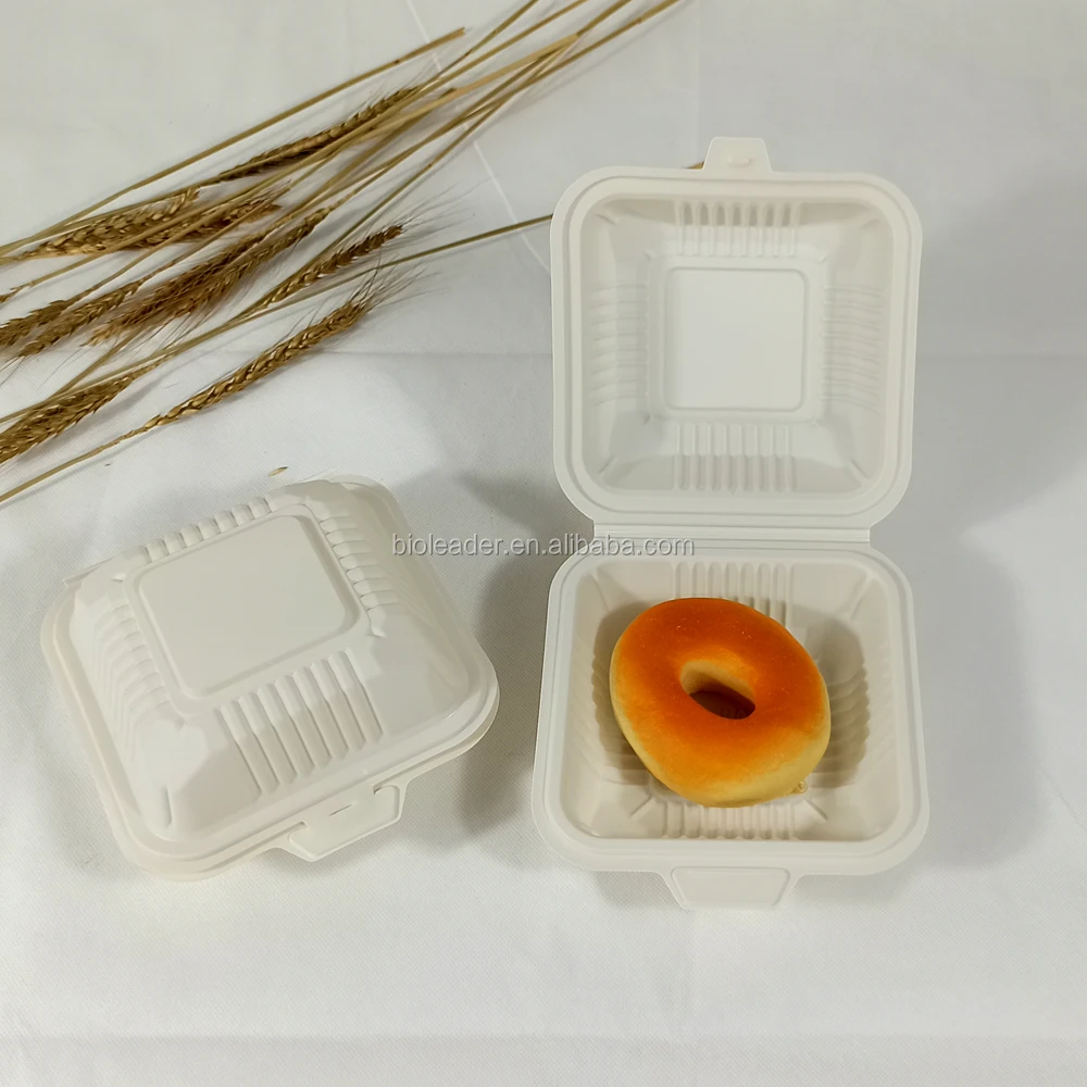 

Compostable Cornstarch Burger Box Eco Friendly Takeaway Food Containers, White