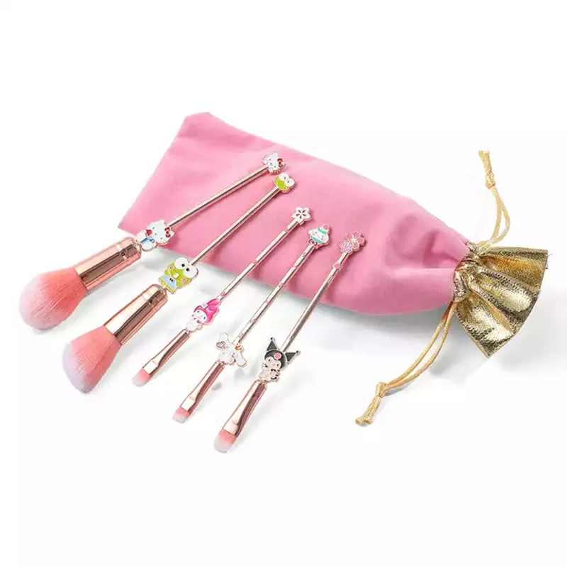 

New Arrival 5pcs Japanese Cartoon Makeup Brush KT Cat Makeup Brush Set Zinc Alloy Lovely Girl's Gift My Melody Character 95g