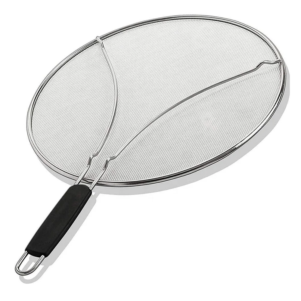 

1pcs 25/29cm/33cm Stainless Steel Splatter Screen Mesh Pot Lid Cover Silver Oil Frying Pan Lid Cooking Tools Kitchen Accessories