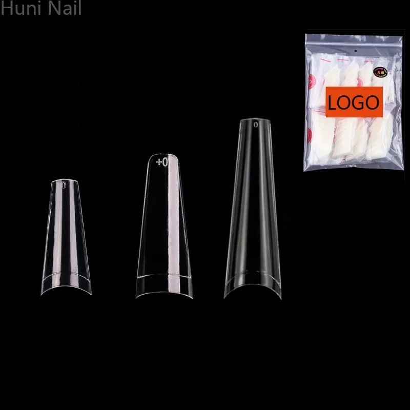 

600Pcs Bag Extra Long Fakenail Clear Stiletto Coffin Square Nail Tip C Curve Half Cover Thin XL Coffin Nail Tips Fakenail