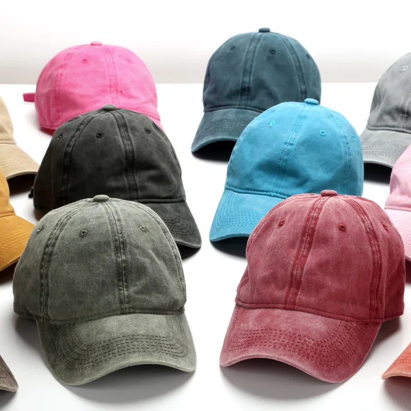 

In Stock Wholesale Free Sample Worn Finish Style Unisex Multi color Top Quality Cotton Outdoor Jean Custom Logo Baseball Cap