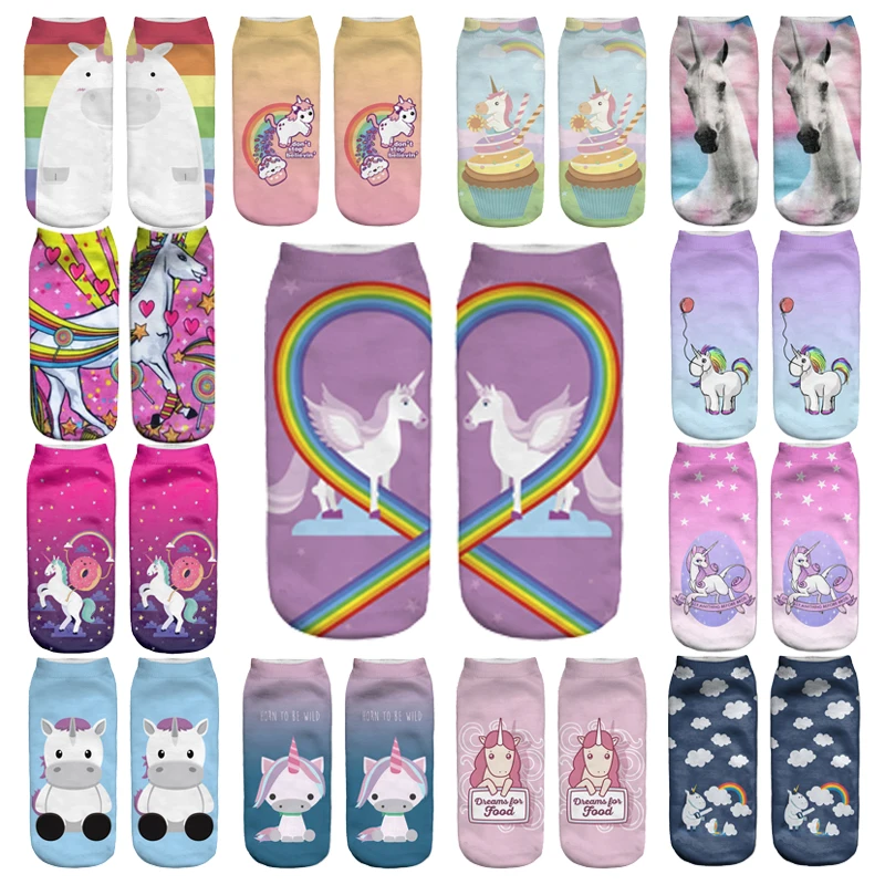 

Wholesale Cheap White Fashion Unicorn Design Custom Socks Sublimation Blank 3D Print Socks, Custom color