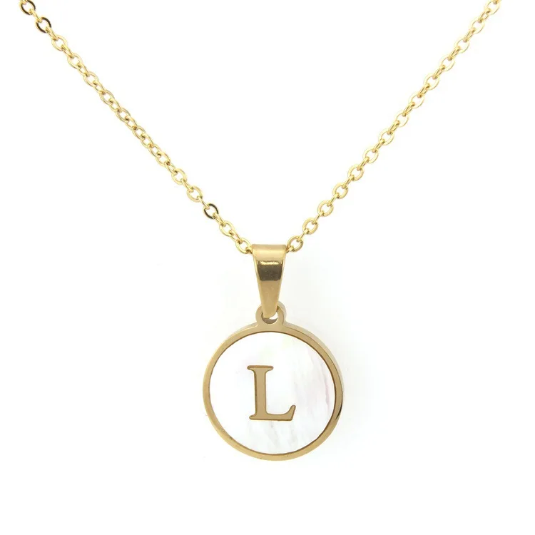 

2020 Hot Selling Stainless Steel Shell Necklace Letter Pendant Necklace Jewelry Gold Plated Wholesale