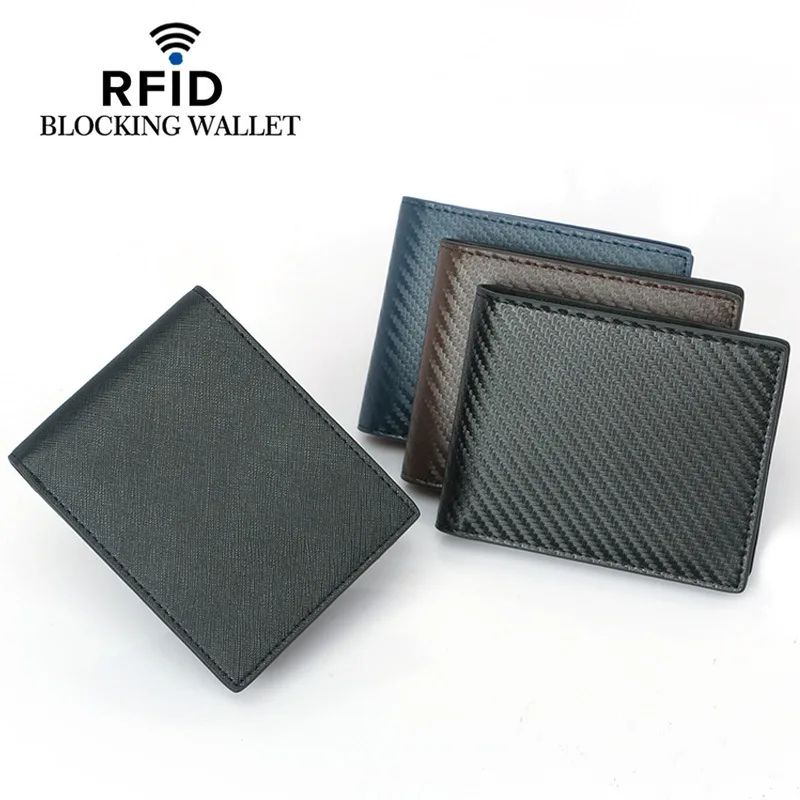 

Leather wallet for men no branding slim rfid blocking bifold leather front pocket wallet minimalist carbon fiber fold wallet, Various colors available