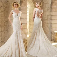 

Luxury custom made Lace Ivory Mermaid Wedding Dresses Bridal Gowns