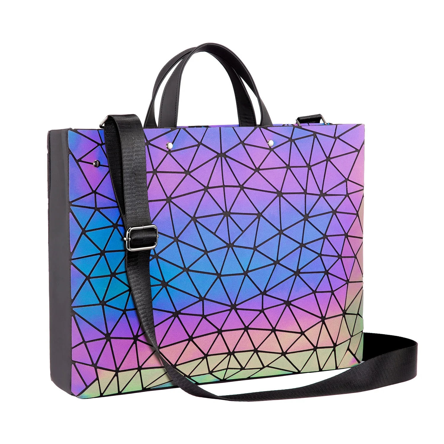 

Lovevook 15.6 laptop bags women waterproof Geometric luminous ladies casual totes shoulder bags women handbags laptop bags, Black