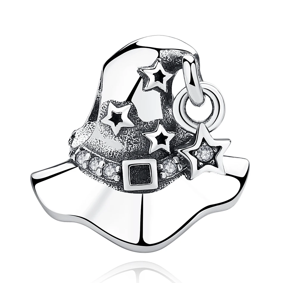 

925 Sterling Silver Halloween witch hat Charm Beads For women Halloween Silver Bracelets Jewelry