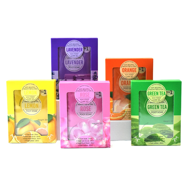 

green tea Deluxe Pedicure Spa 4 Step Salt Soak Jelly Foot Treatment Pedi in A Box Pedi 4 in 1 Can Be Customized