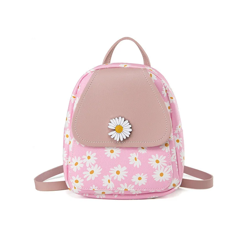

New Product Innovative Colorful Pu Small Travel Daisy Pattern Adjustable Strap Shoulders Rucksack For Student