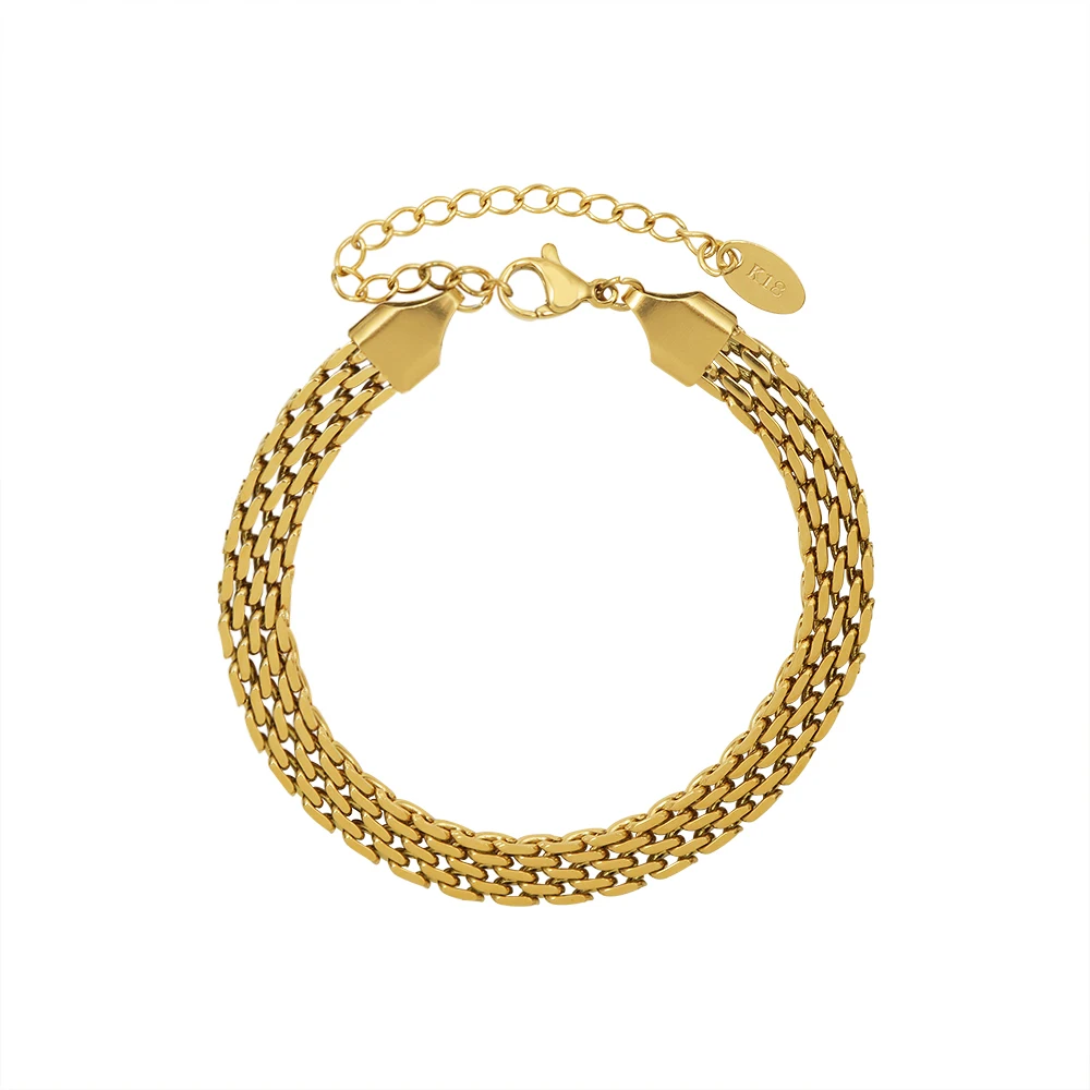 

2021 Ladies Simple 18k Gold Plated Titanium Steel Watch Chain Bracelet, 18k gold bracelet