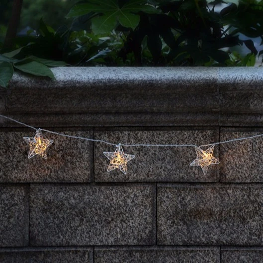 Christmas Decoration Twinkle Metal Star String Lights for Girls Home Bedroom