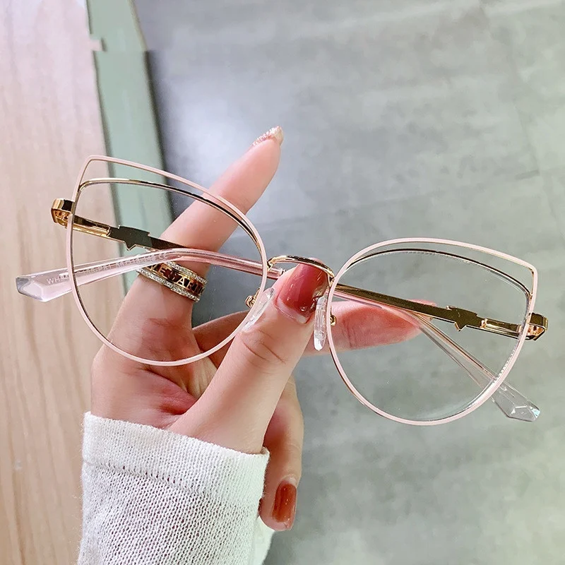 

Jiuling eyewear custom logo blue light blocking computer gaming glasses hollow out cat eye eyeglasses frames for women