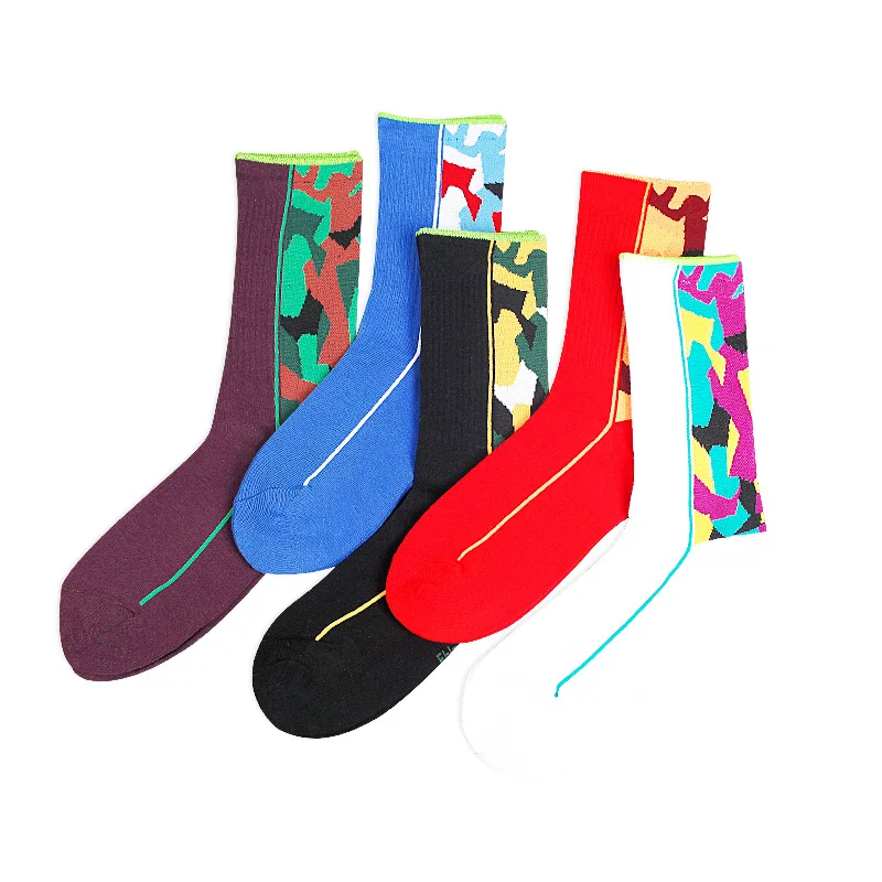 

European and American style street hip-hop color matching high-top trend men's long tube sports basketball socks ins tide