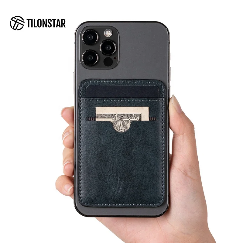 

Cuastomized Logo Credit Card Holder 3M Sticker Leather Durable Wallet Mobile Card Holder For Phone, Customized