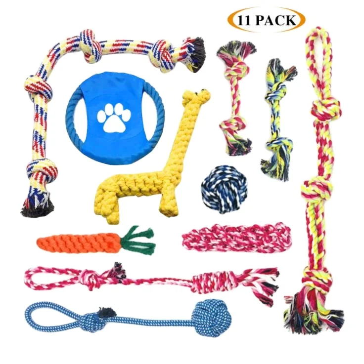 

Factory Wholesale Dog Toys Set Durable Dog Chew Toy 11  Different Shapes Cotton Rope Toy, As picture