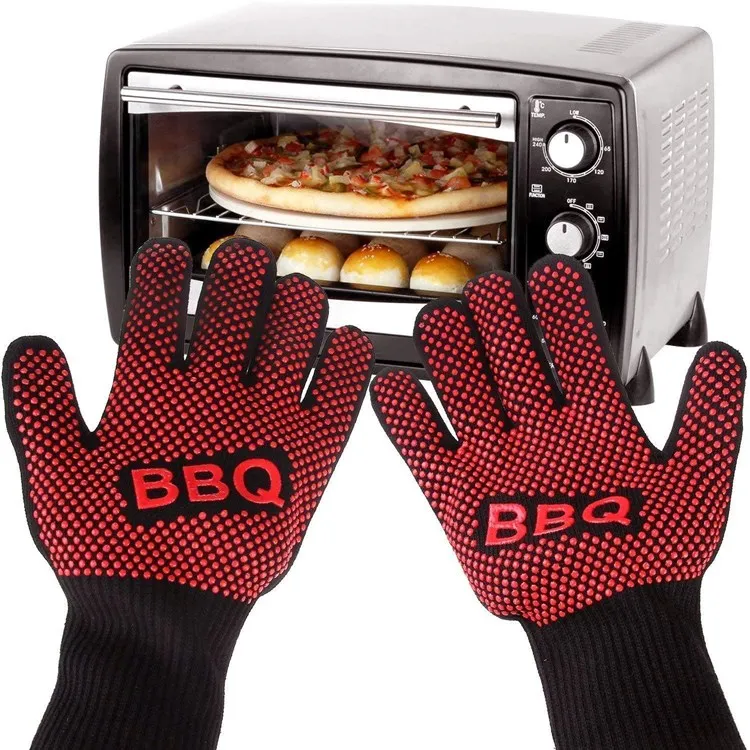 

2020 Toptree Flame Retardant Silicone BBQ Kitchen Oven Gloves for Grilling Baking or Welding, Black, red, blue