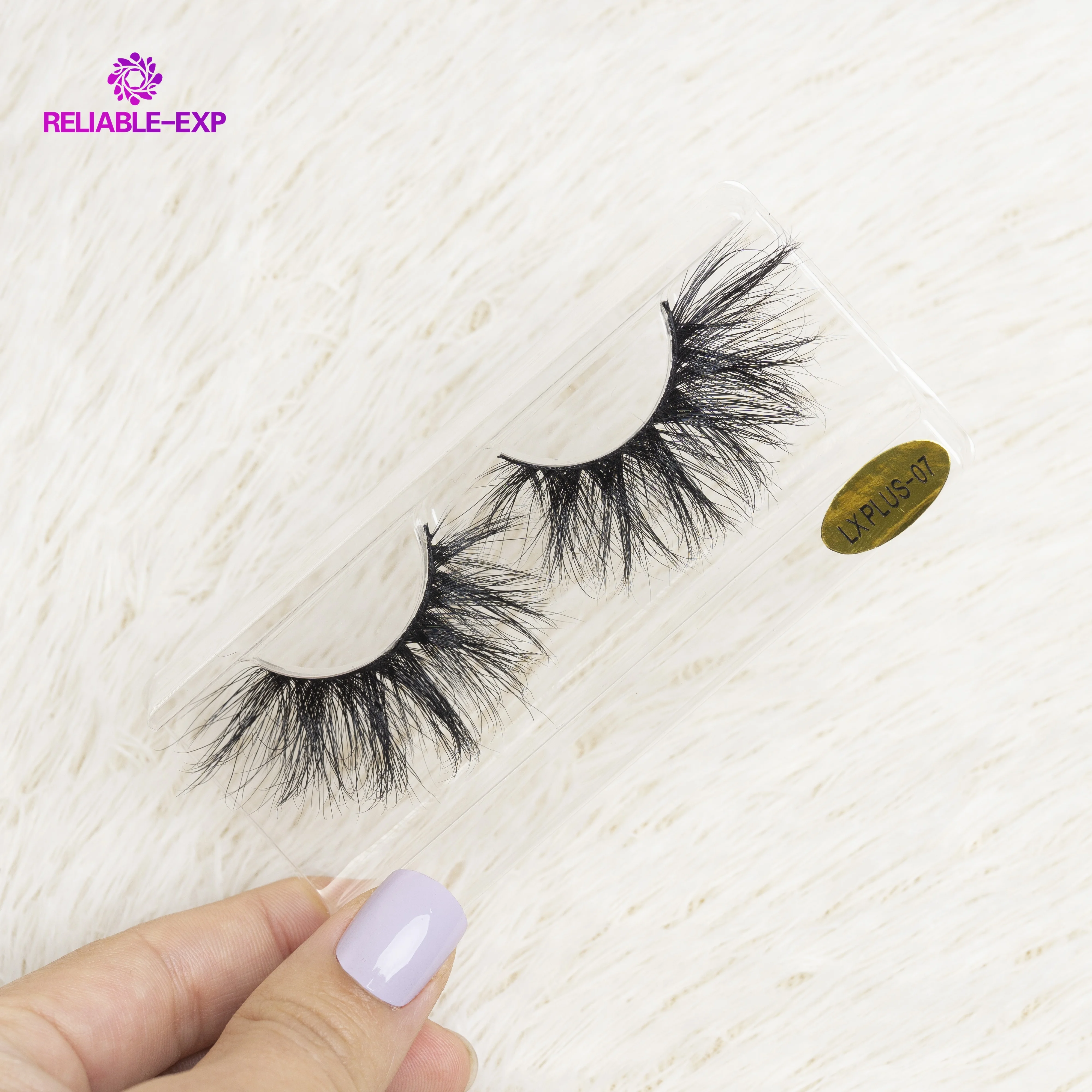 

LXPLUS-07 wholesale private label natrual long 100% real siberian 25MM mink strip eyelashes lash5d wholesale vendor with lashbox