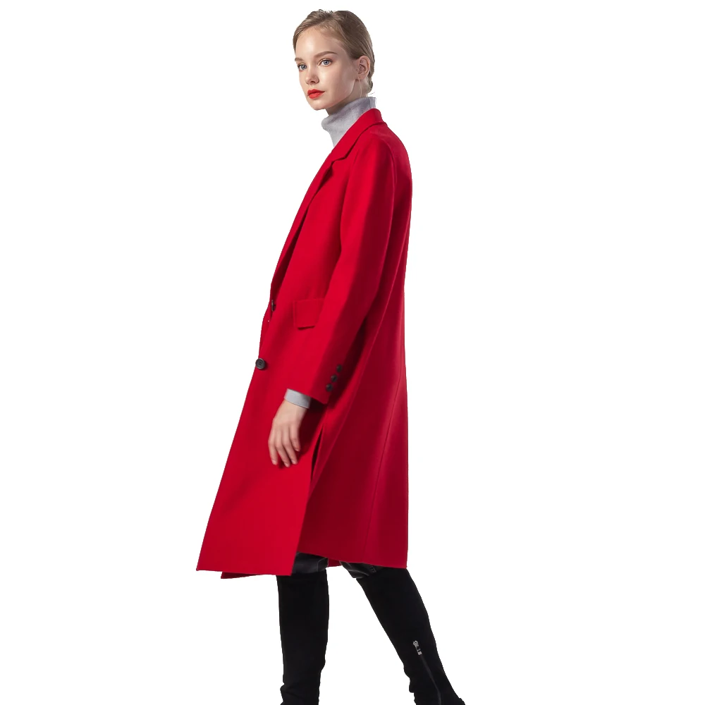 

Women clothes spring Custom Wool blend trench long coats face Womens Coat Jacket for lady