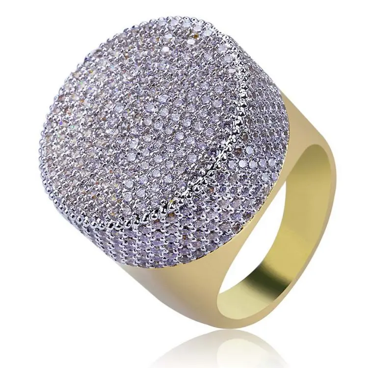

Hip Hop 18K Gold Plated Micro Diamond Paved Big Head Iced Out Rings