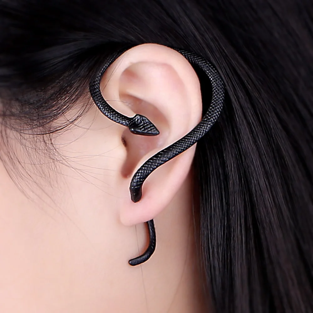 

Wish New style snake twist design stud stone earrings animal earring for punk style young man daily decoration, As picture
