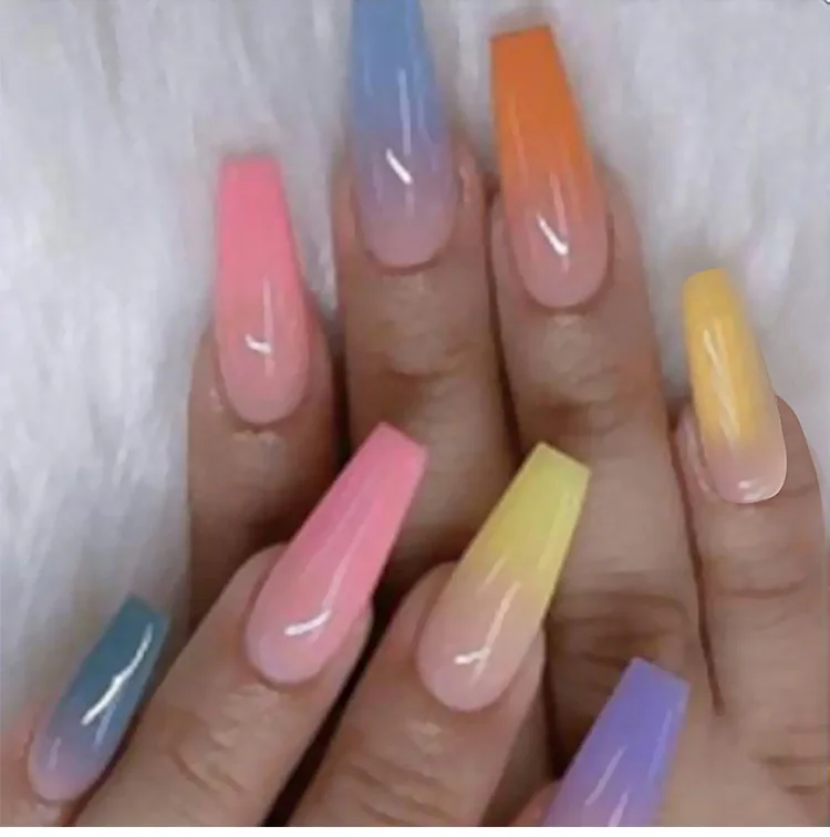 

long artificial nails colorful false nails press on