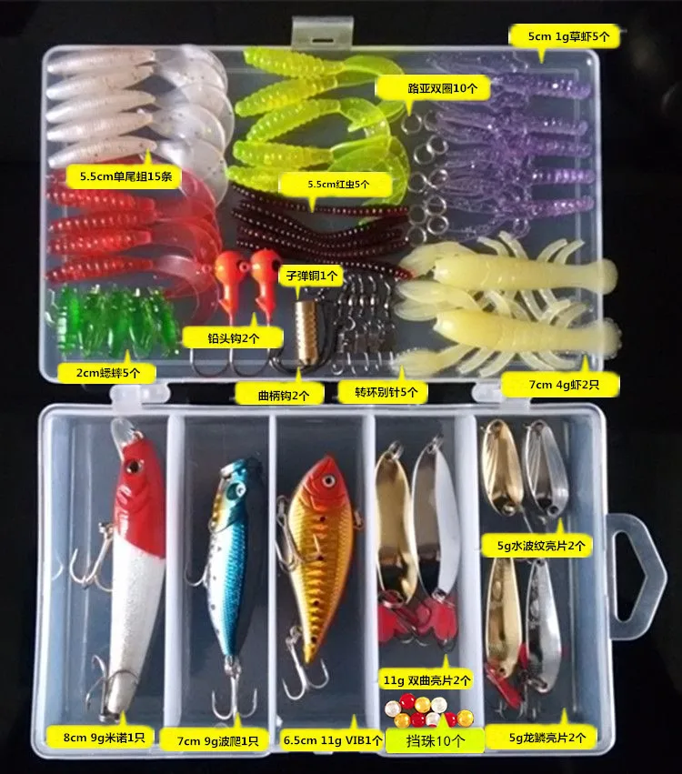 

Artificial Bait Hard Metal Fishing Lure Kit Set Wobbler Minnow Popper Bait Fishing Lure Set