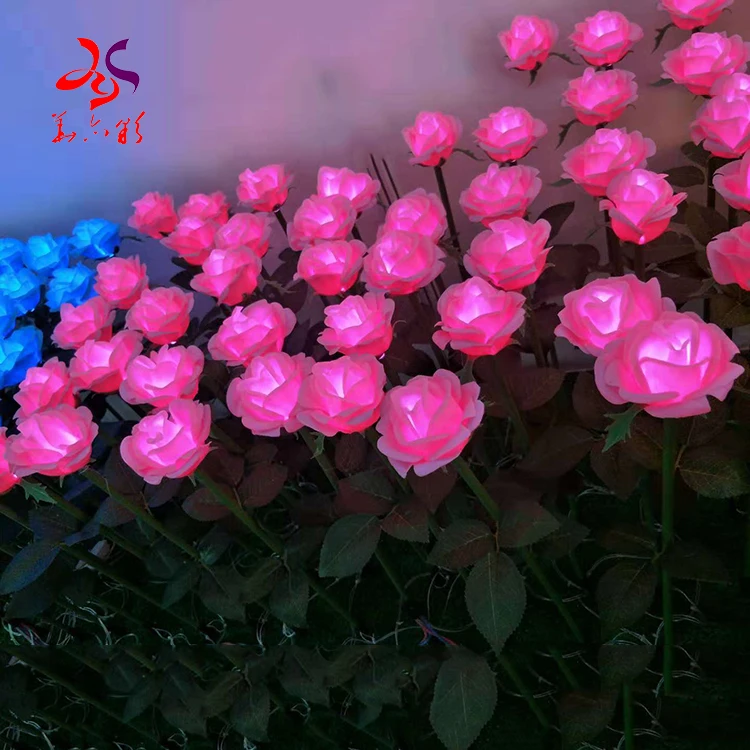 

Outdoor giant artificial rose flower arrangements with led lights, As pictures