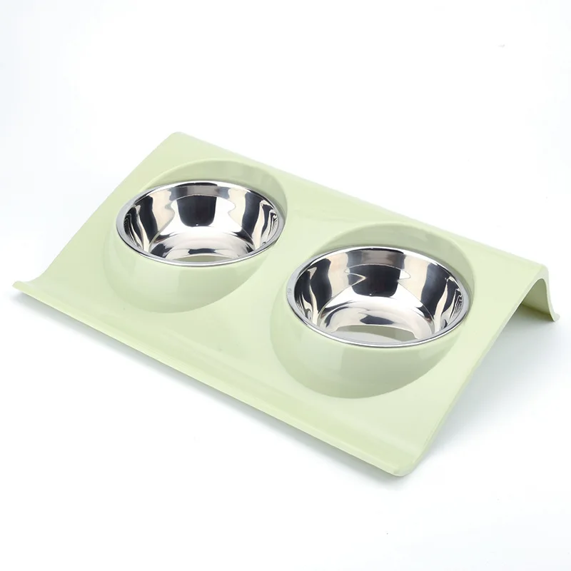 

Source manufacturers wholesale pet stainless steel pet bowl small animal cat and dog universal non-slip bowl splash-proof cat, Blue green pink