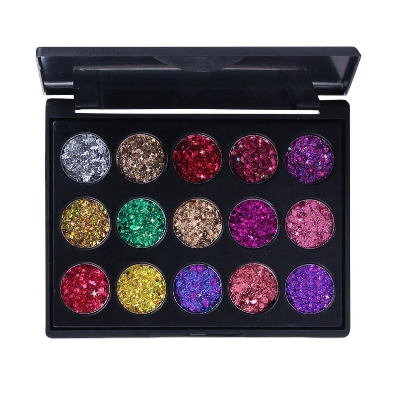 

2 Styles15 Colors Highlighter Diamond Shine Eye Beauty Matte Pearlescent Bright Shimmer Cheap Long Lasting Eyeshadow Palette, As picture shown