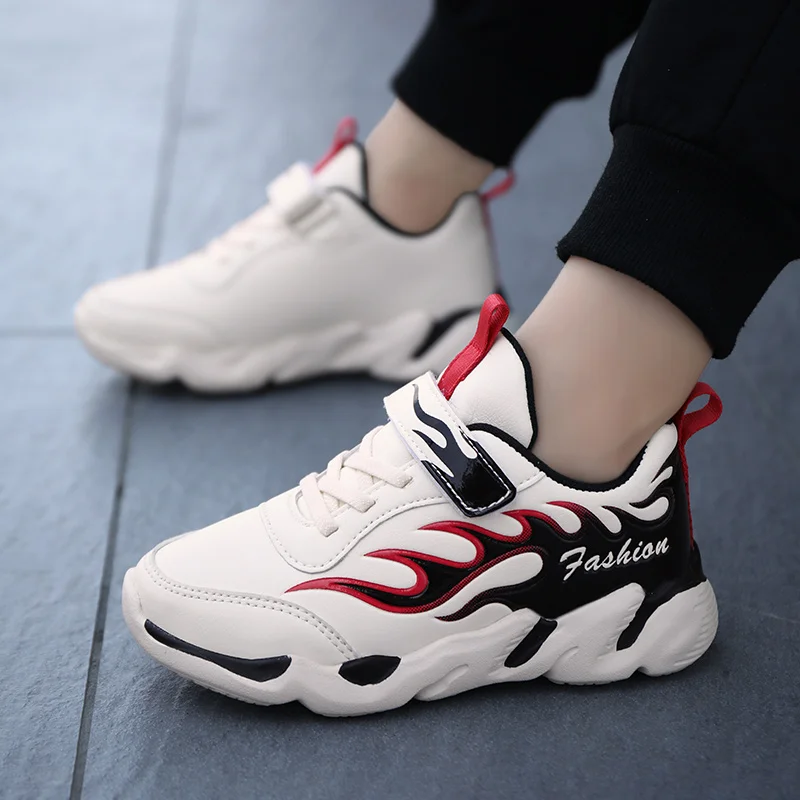 

Hot Children's casual shoes Kids Shoes White leather Boys Sneakers Breathable student Sport Running shoes 12 13 14 year old