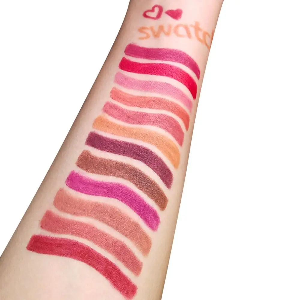 Plastic oem waterproof private label 12 colors lip liner pencil cosmetics