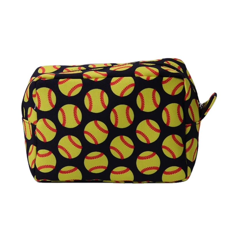

baseball Cosmetic Bag Softball Makeup Case dom100482 Customize Canvas Toilet Travel Bag Women Makeup Bag With Baseball Printed