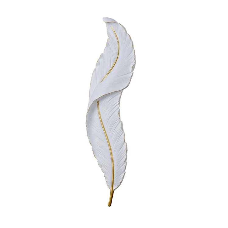 Home decor minimalist white feather shape wall light hotel restaurant cordless battery rechargeable modern luxury led wall lamp