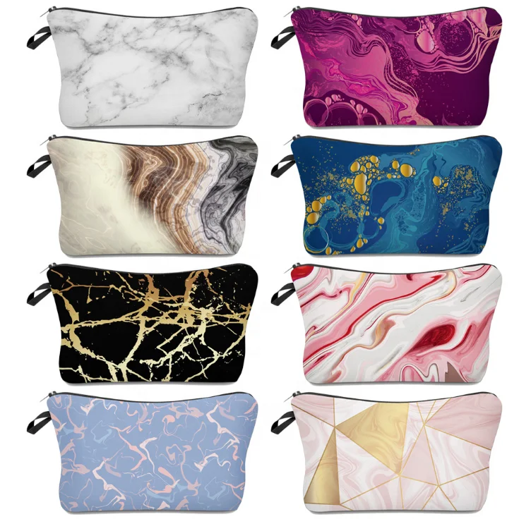 

Durable Roomy Marble Makeup Bag Cosmetic Bags Toiletry Bag Canvas Zipper Makeup Pouch Daily Storage Women Purse