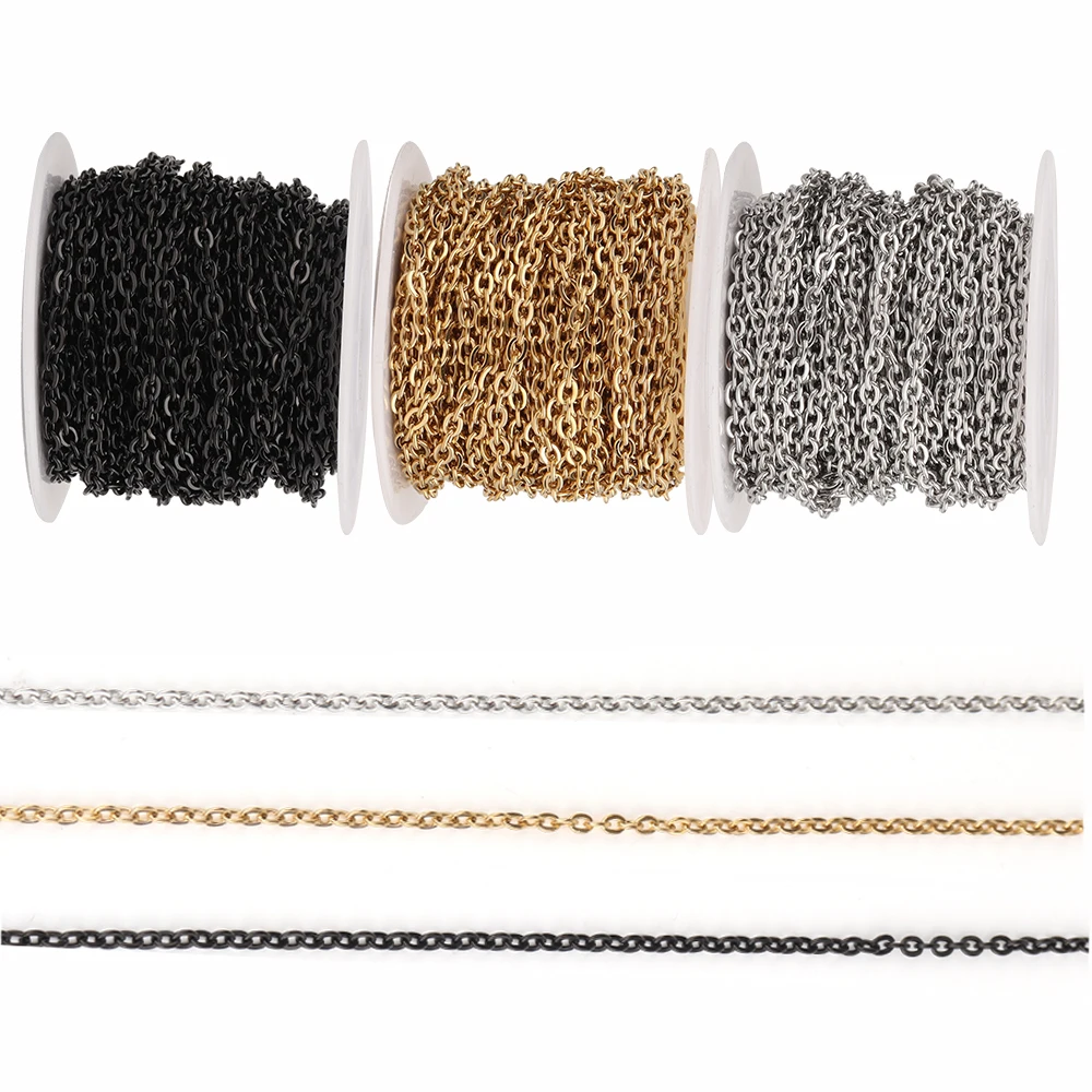 

Wholesale stainless steel jewelry accessories flattened O chain thin gold chain for jewelry making